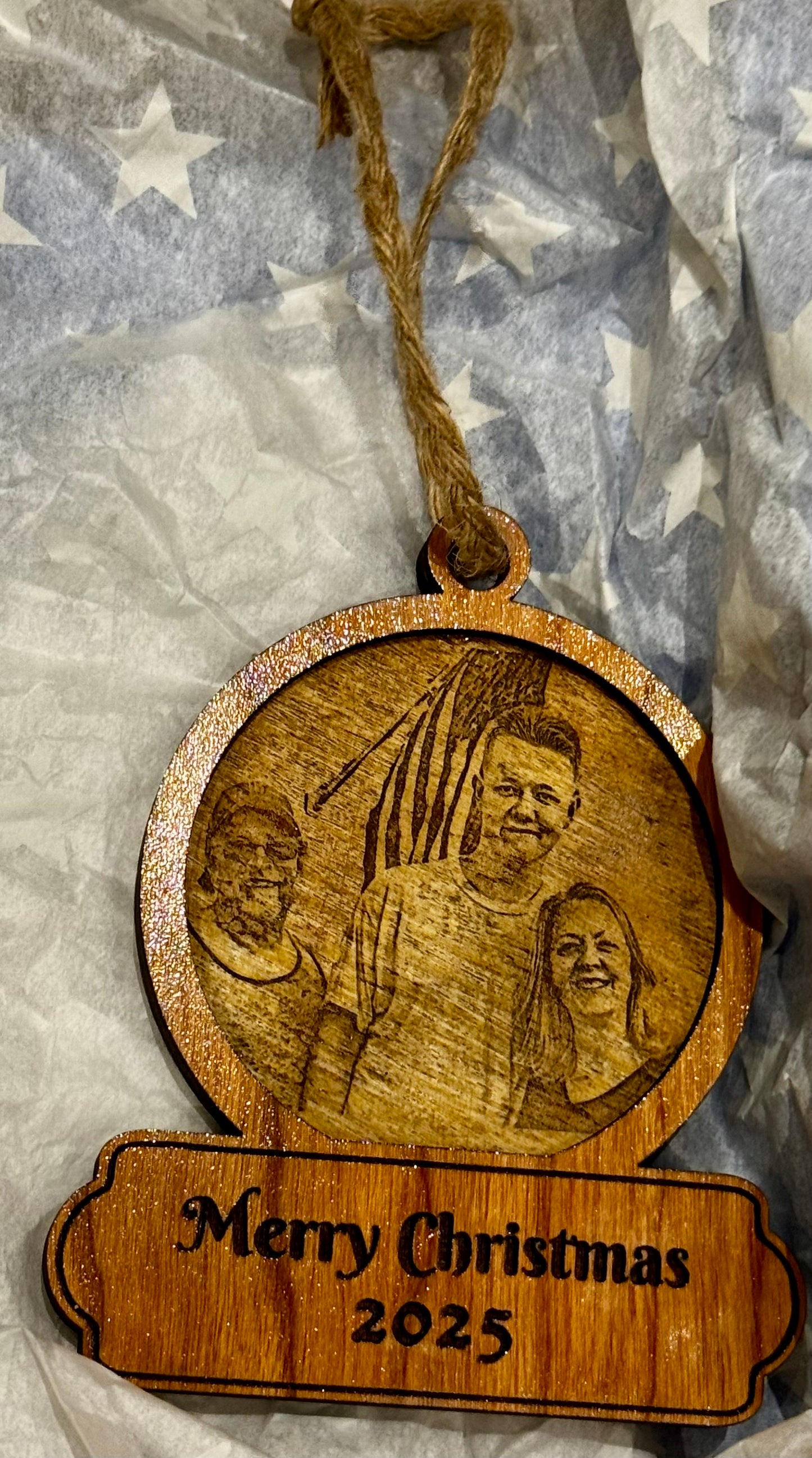 Engraved photo layered Ornaments