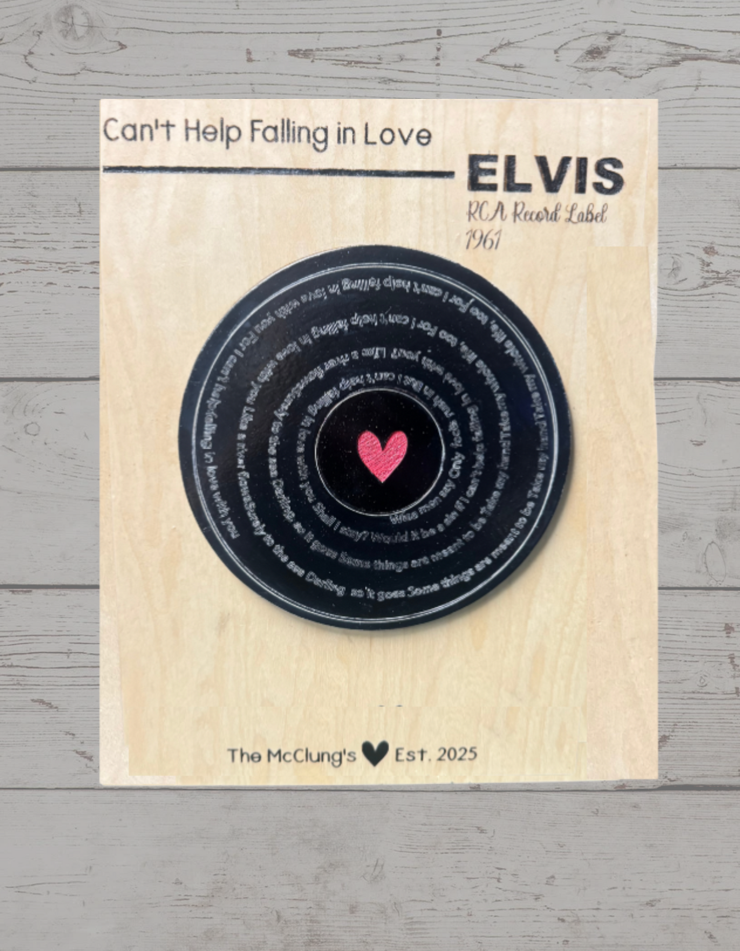 Wall Decor: Personalized Wooden Song Lyric Record Sign