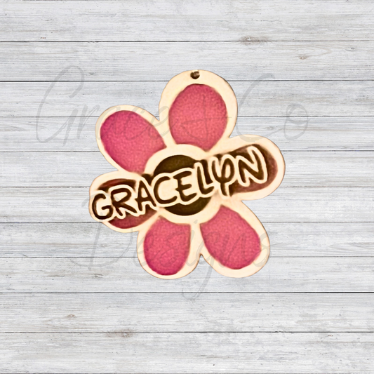 Personalized Wood Backpack Keychain