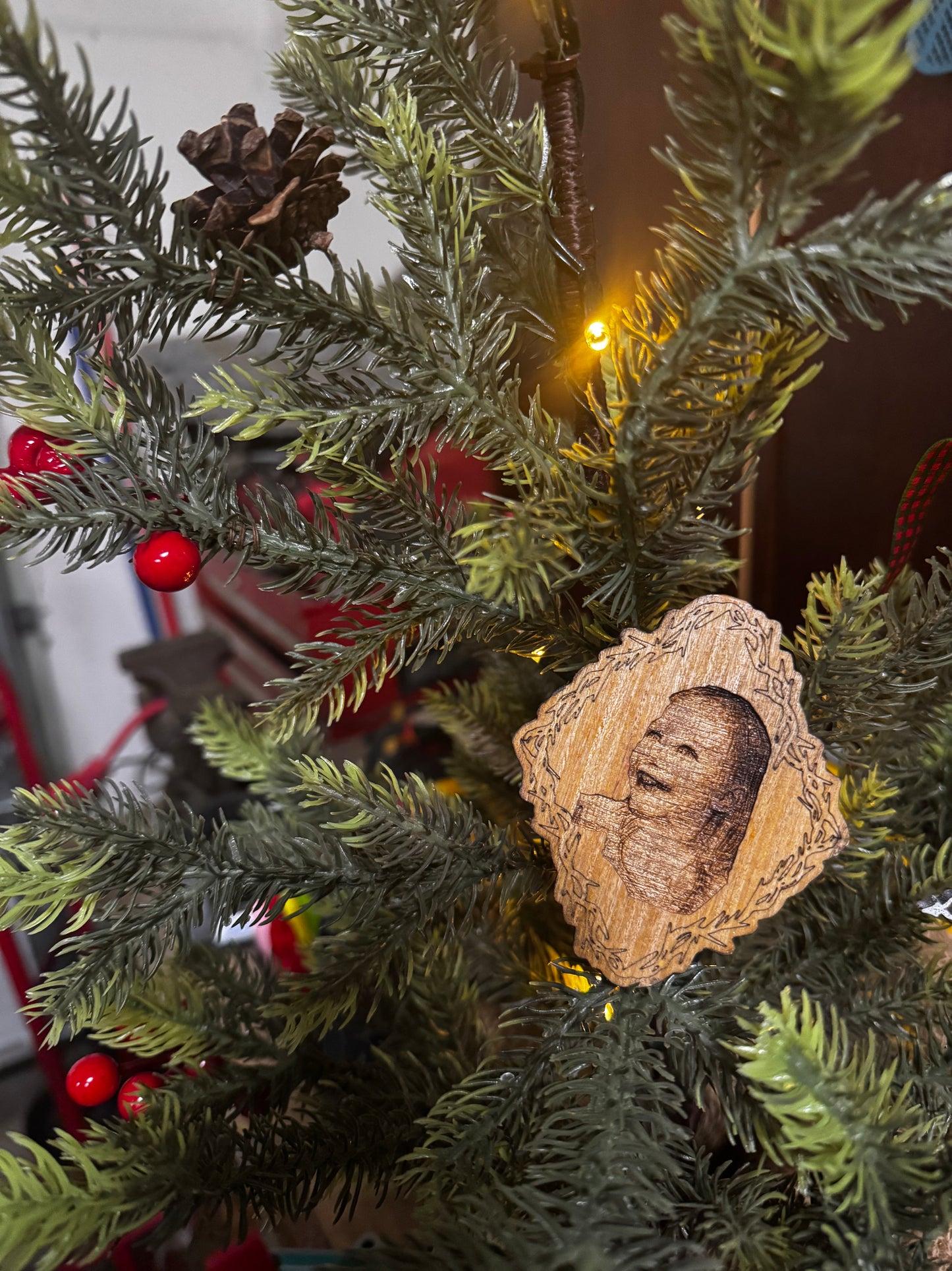 Engraved photo layered Ornaments