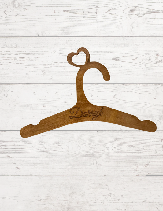 Personalized Wooden Baby Hanger – Heart Hook Design