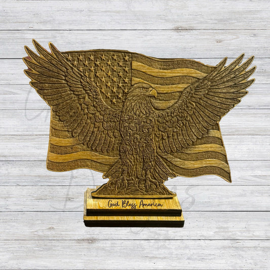 God Bless America Eagle & Flag Plaque