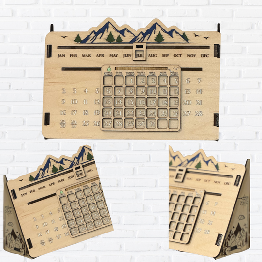 Customizable Wood Perpetual Desk Calendar